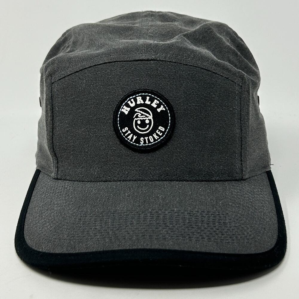 Hurley Stay Stoked Camp Hat Baseball Cap Surfer Surfing Strapback Gray 5 Panel